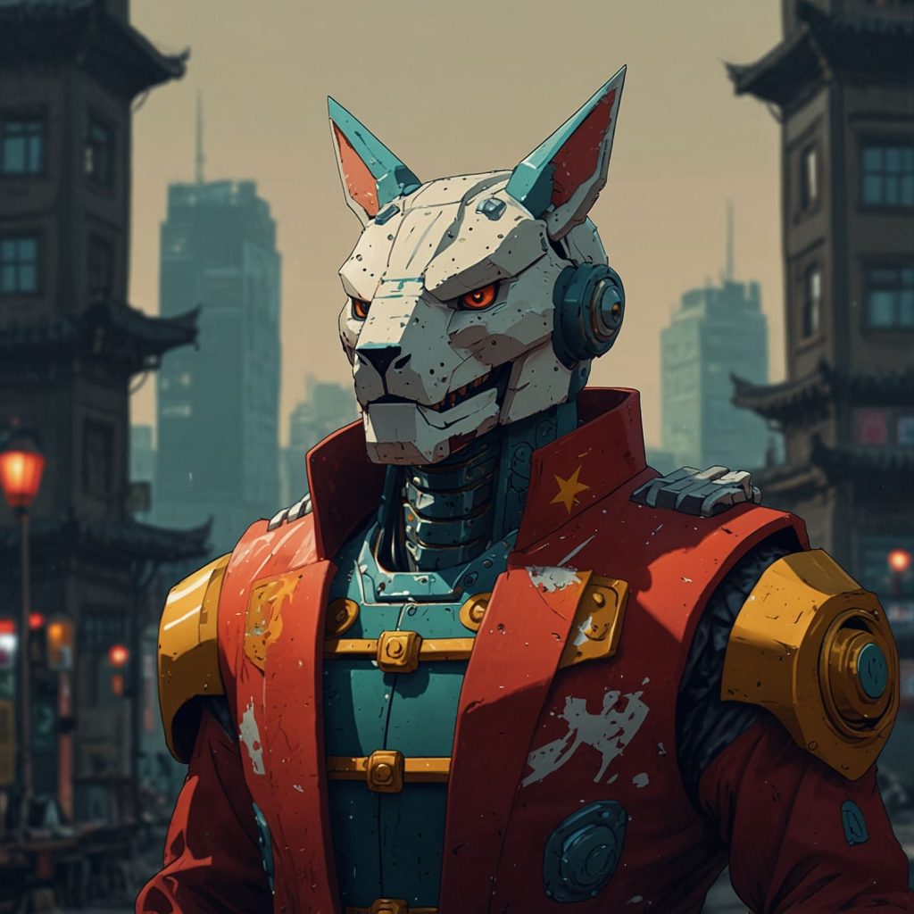 Cyber-punk dog created by AI