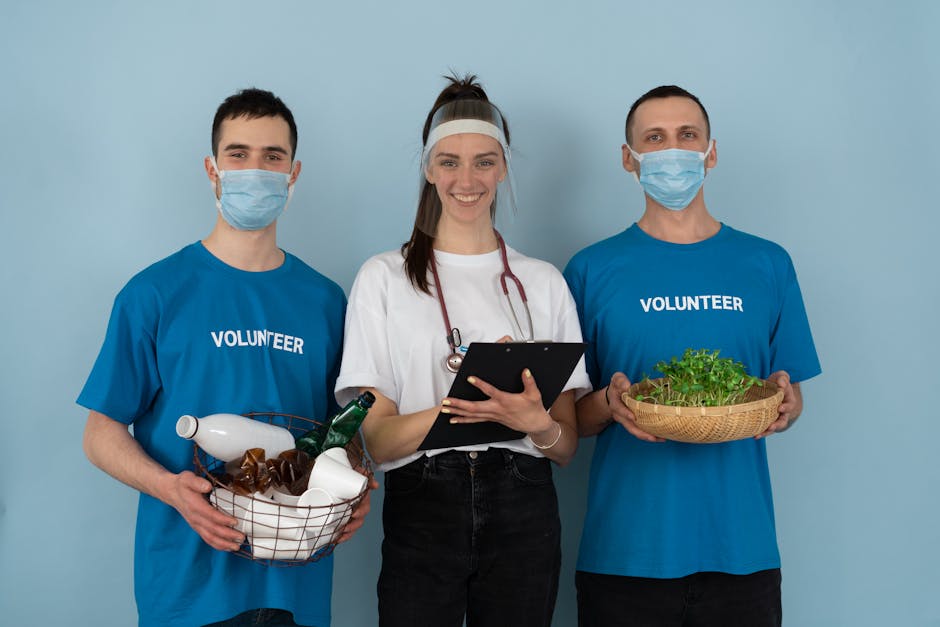 Team of volunteers engaged in community health and environmental activities with a joyful spirit.
