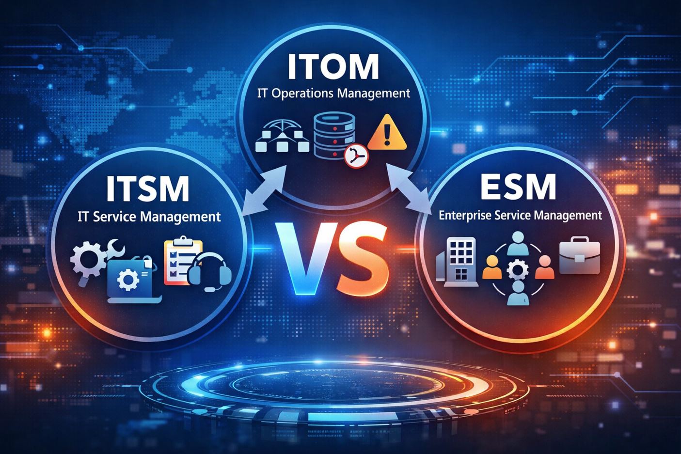 ITSM vs ITOM vs ESM