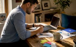 Marketing specialist analyzing landing page data