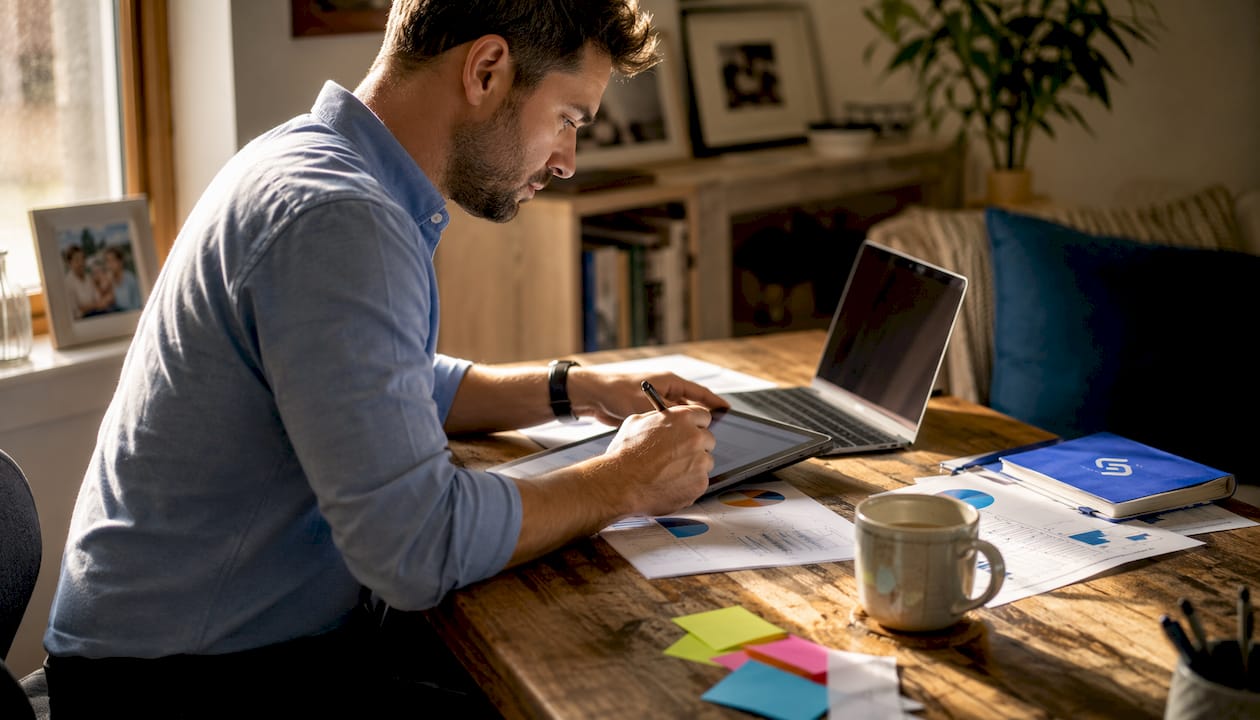 Marketing specialist analyzing landing page data