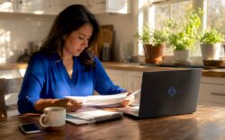 Small business owner reviewing digital action plan