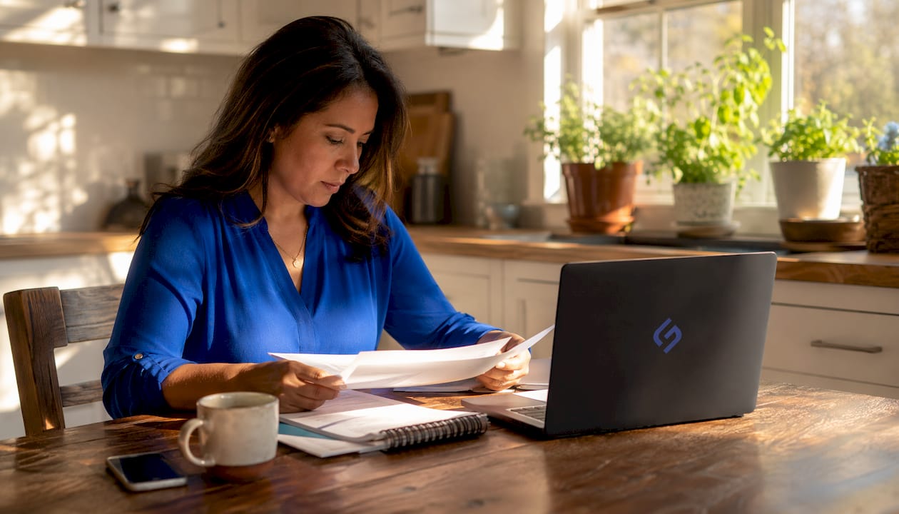 Small business owner reviewing digital action plan