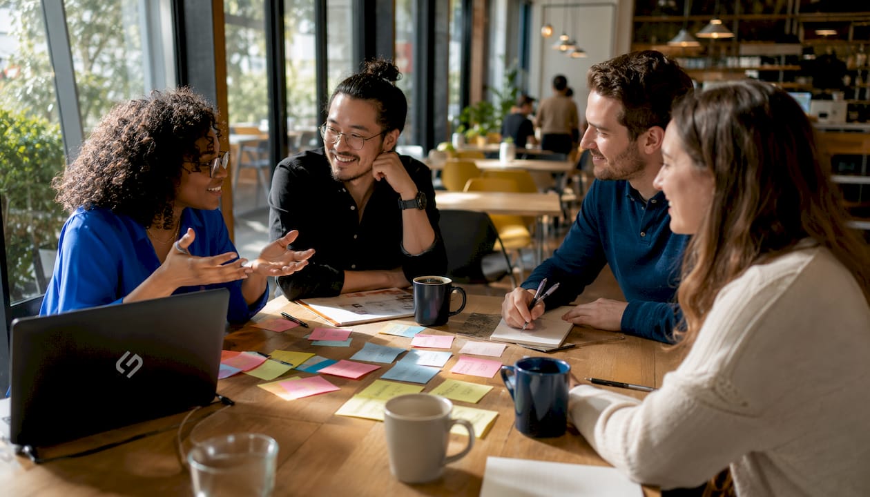 Scrum team collaborating in sprint planning