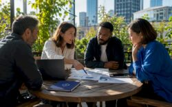 Team discussing customer segmentation data