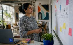 Business analyst reviewing customer journey map