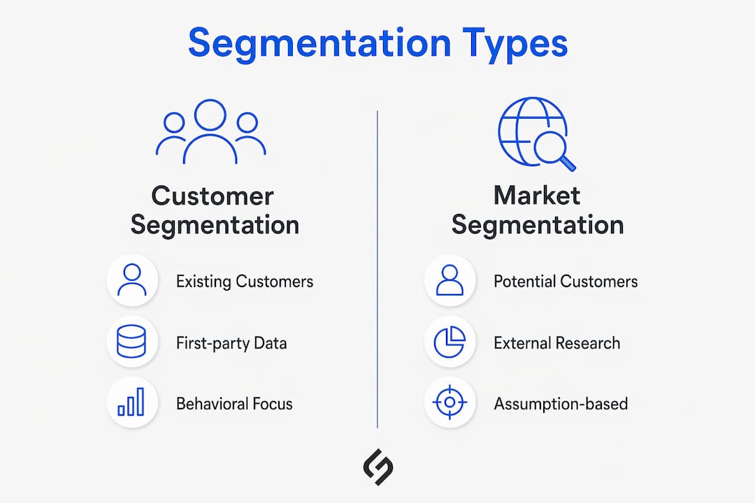 Infographic comparing customer and market segmentation
