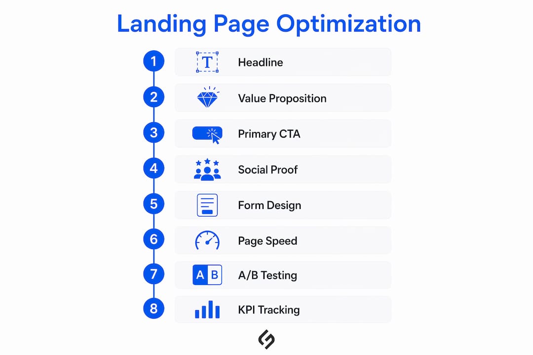 Infographic illustrating landing page optimization steps