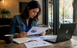Analyst reviewing conversion rate data