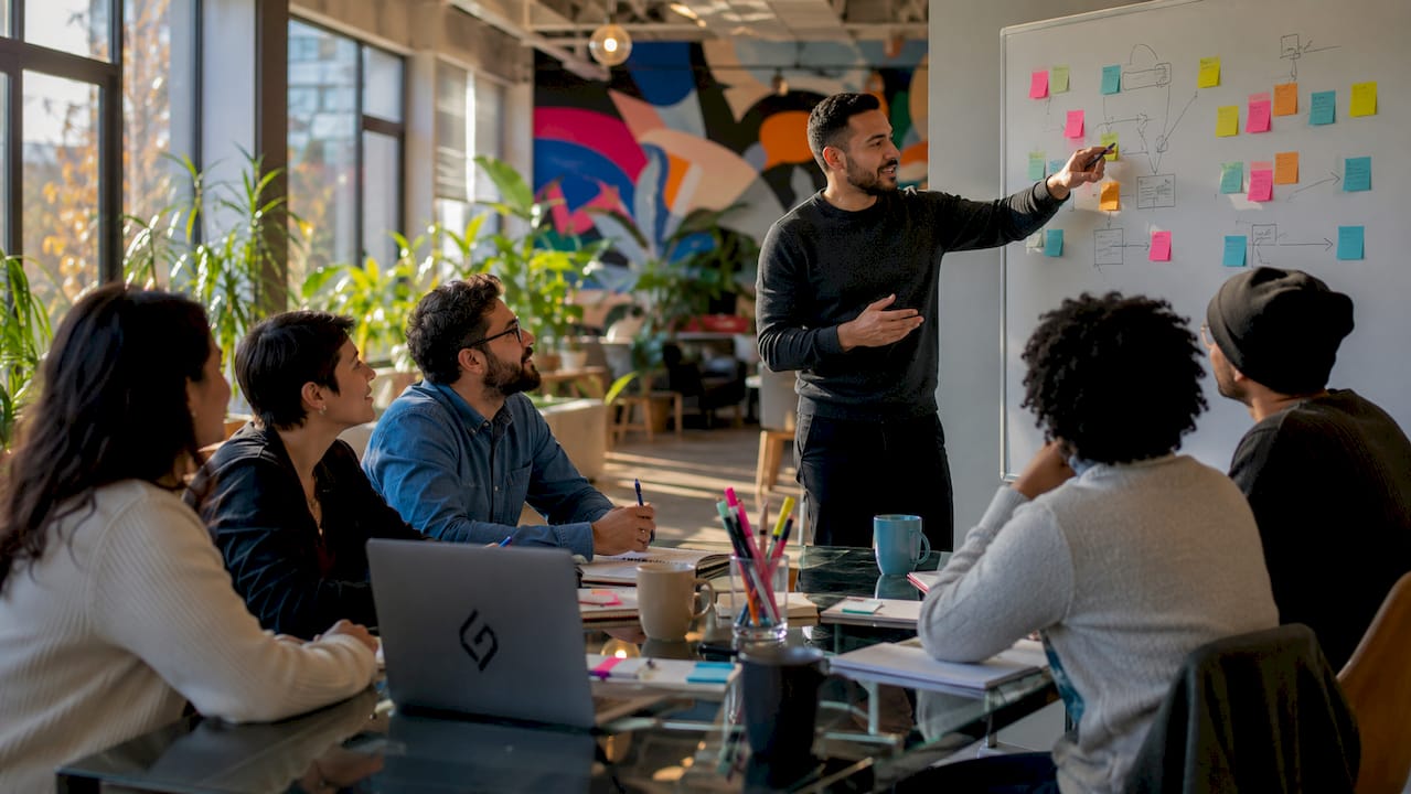 Diverse team engaged in collaborative meeting