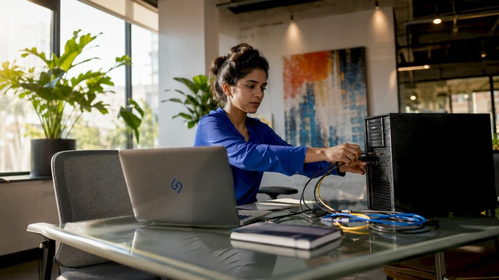 IT consultant setting up cloud infrastructure