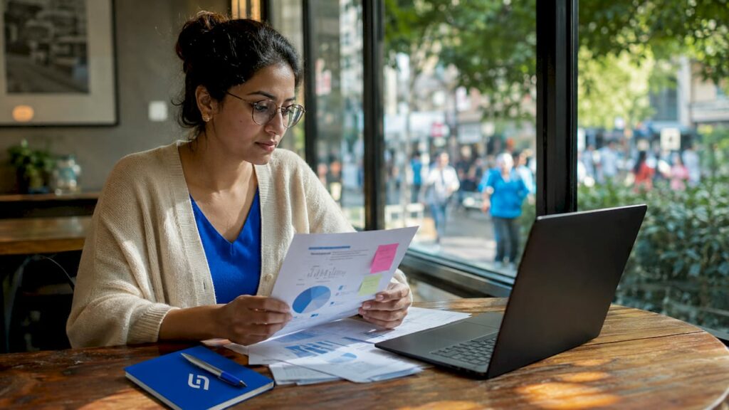 Woman reviewing a technical SEO audit report