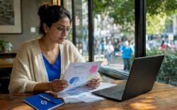 Woman reviewing a technical SEO audit report