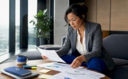 Business leader reviewing digital consulting documents