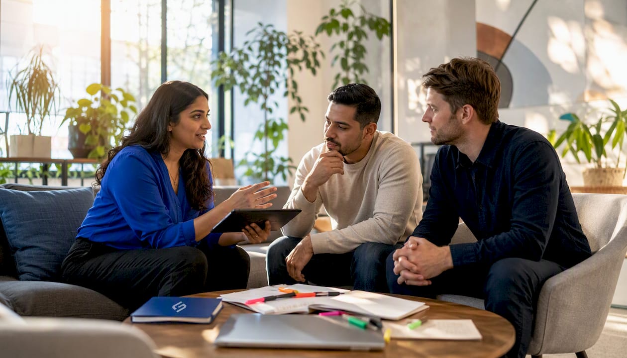 Team discussing chatbot integration strategies
