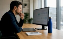 Marketer analyzing website bounce rate data