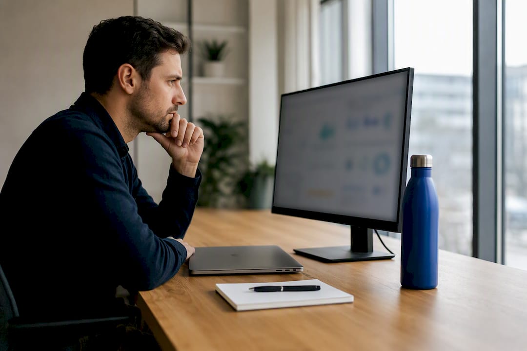 Marketer analyzing website bounce rate data