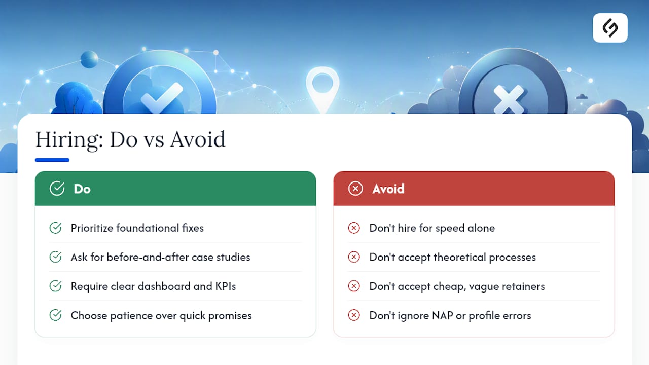 What Business Owners Get Wrong About Hiring a Local SEO Agency — overview diagram