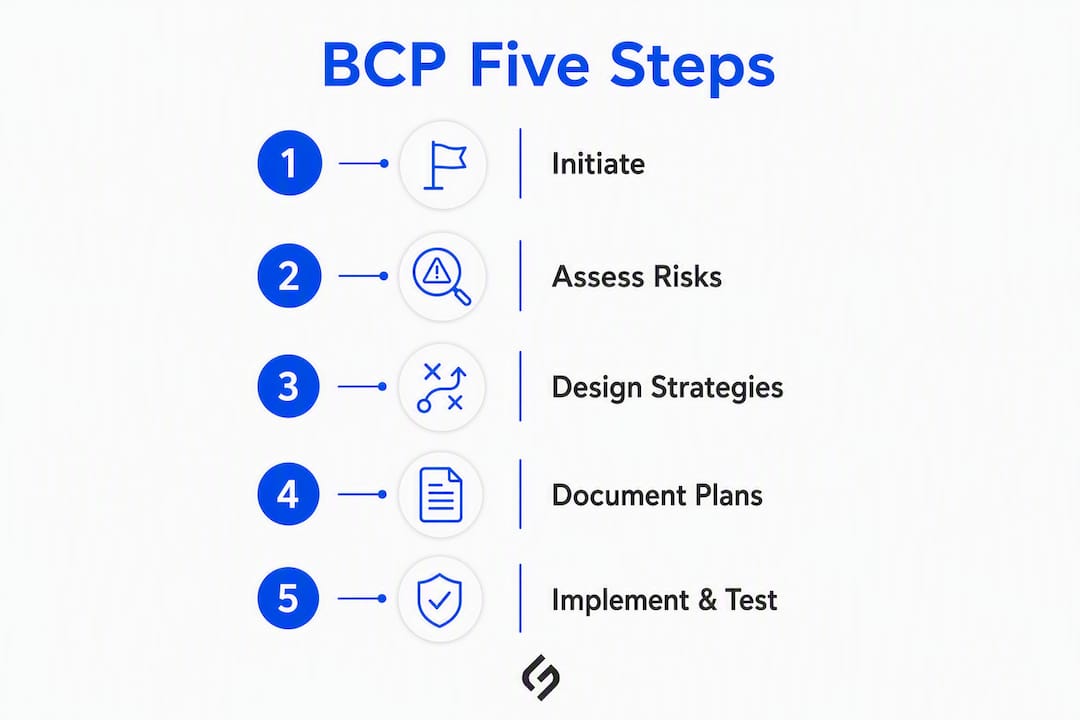 Infographic showing five steps of business continuity planning