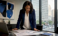Business leader reviewing chatbot analytics reports