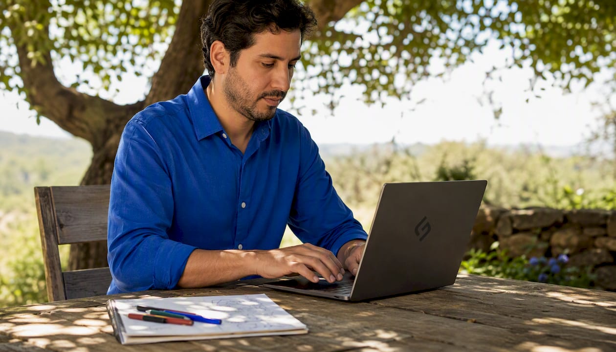 Hands typing on laptop validating audience data