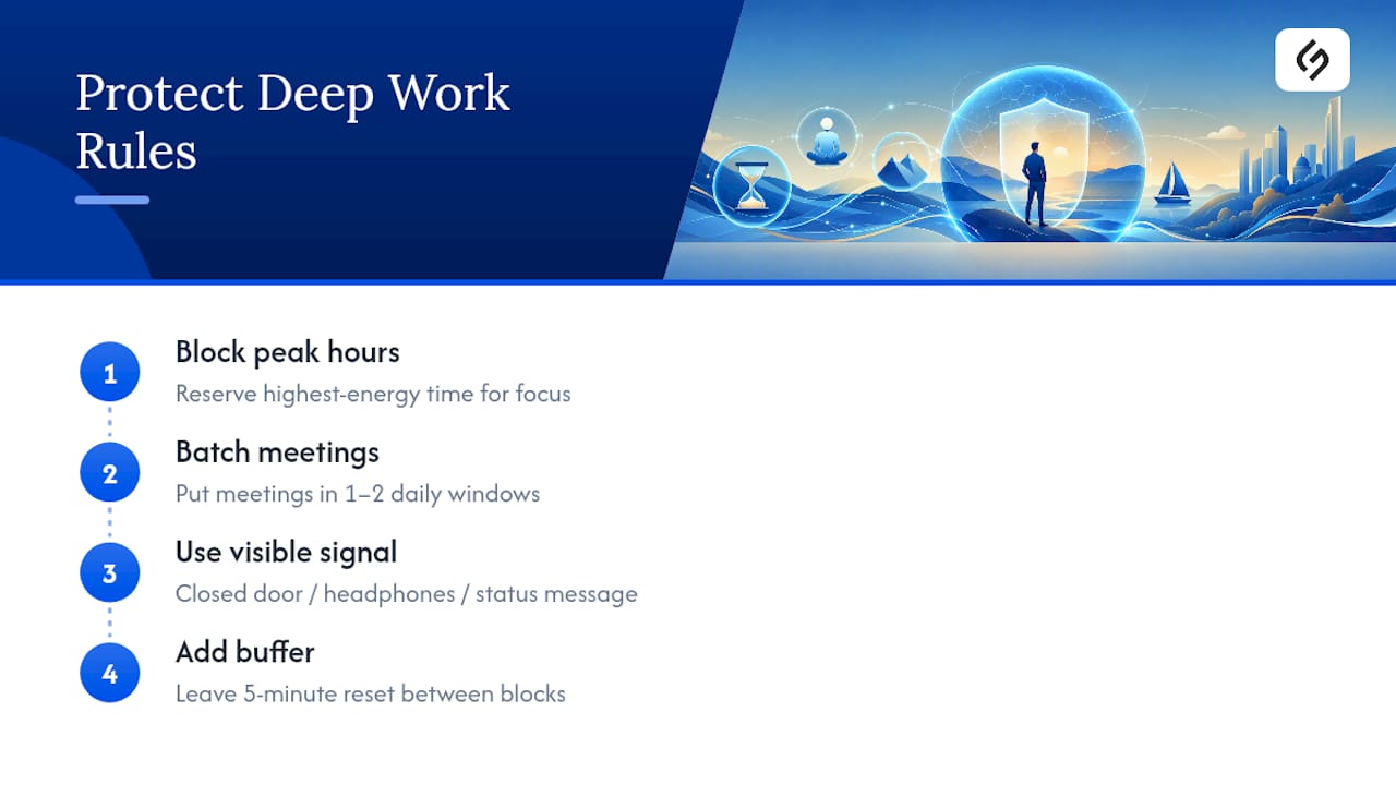 Diagram of deep work scheduling and batching rules