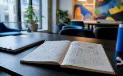Notebook of custom software design sketches