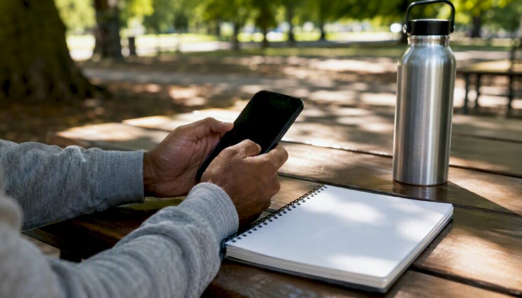 Hands holding smartphone preparing testimonial