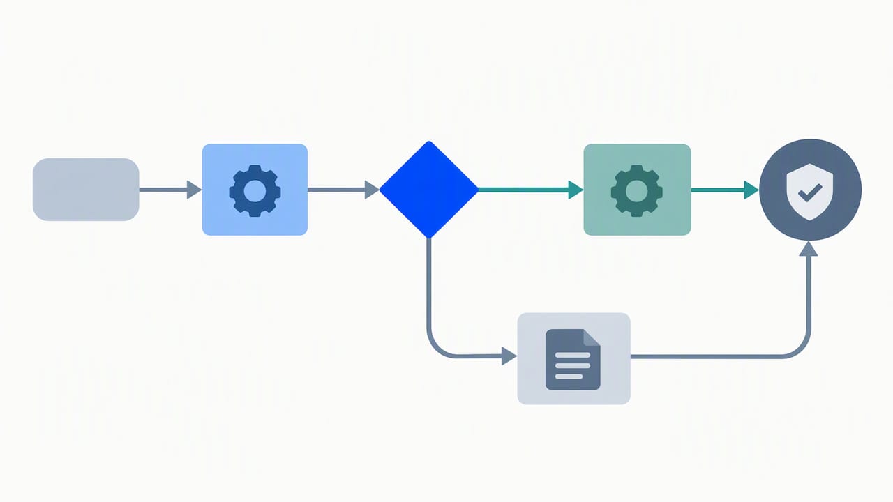 Workflow with human override and audit log