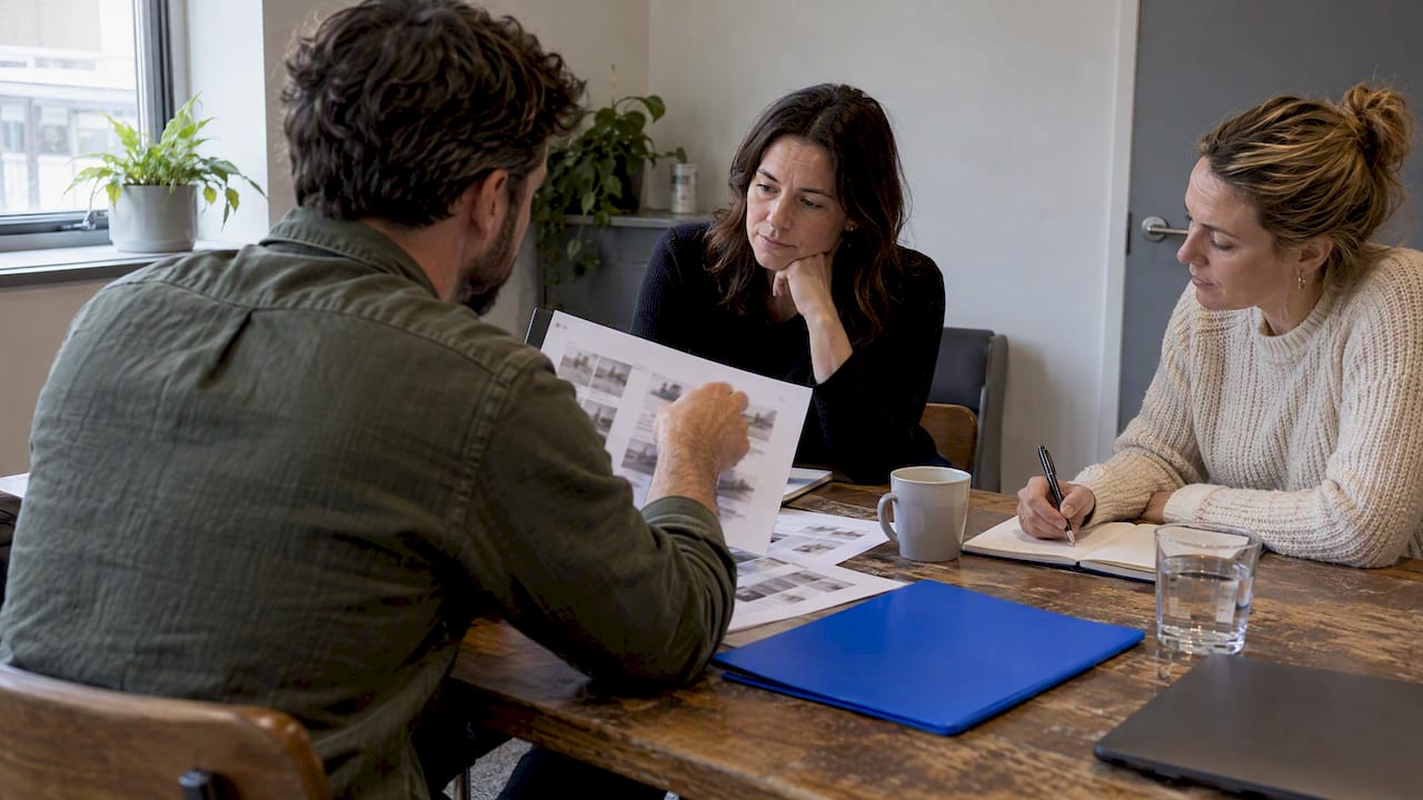 Business owners comparing agency proposals