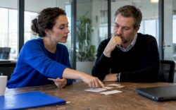 Consultant and leader planning transformation phases