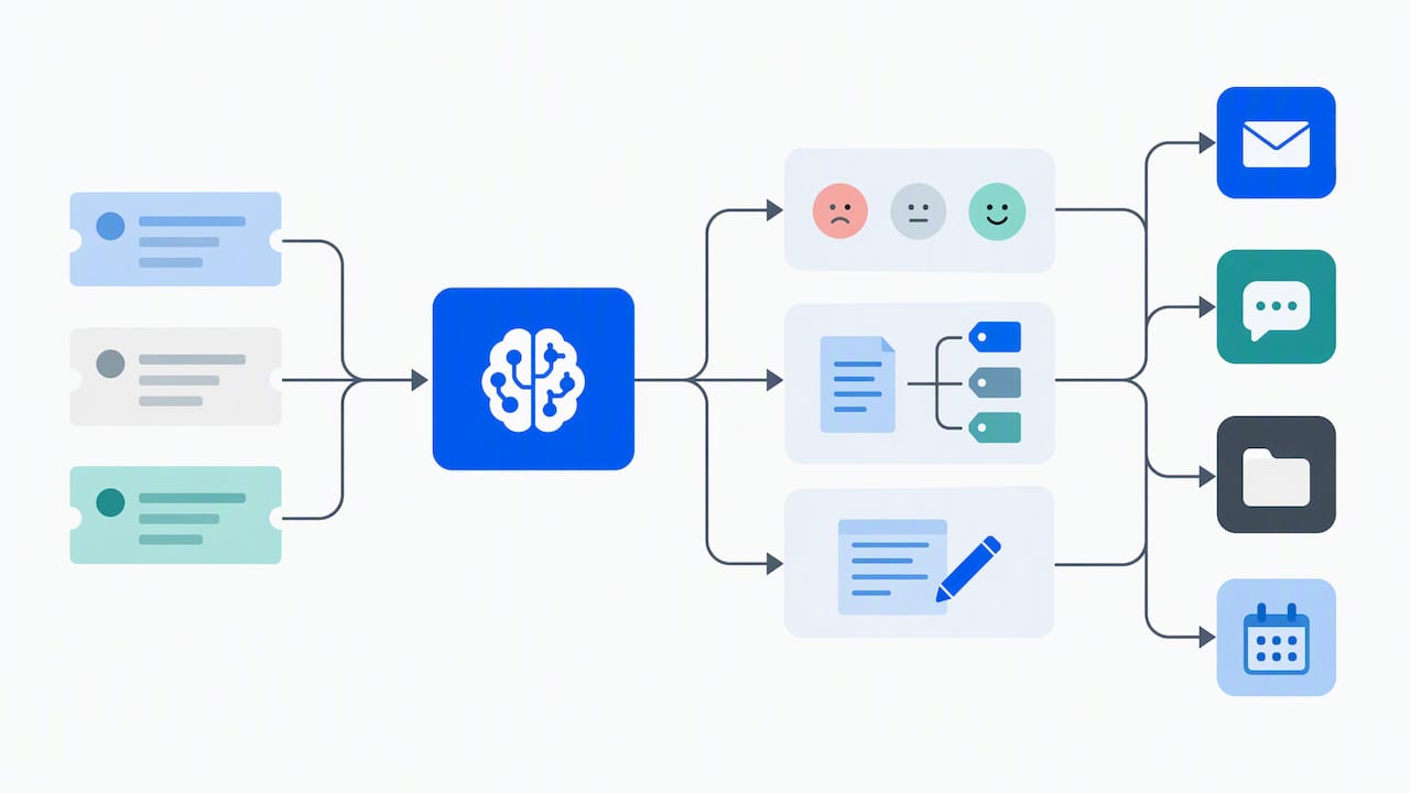 AI classifies tickets and drafts responses