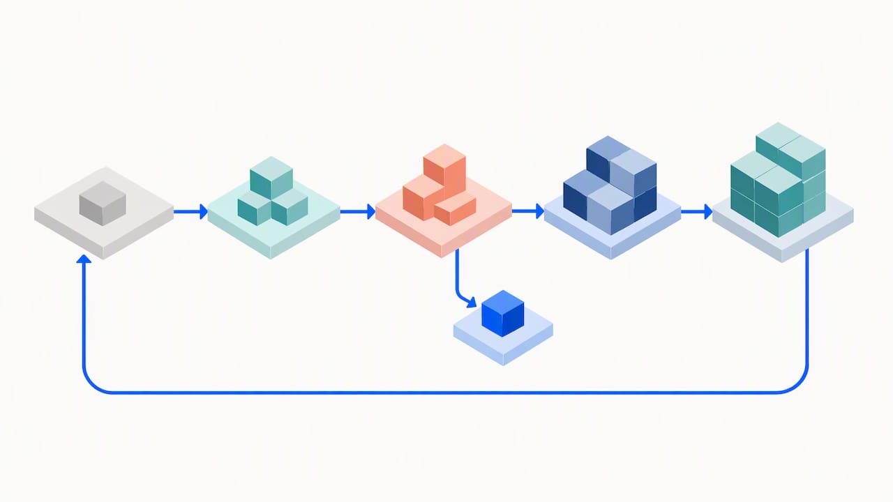 Five-phase transformation lifecycle illustration